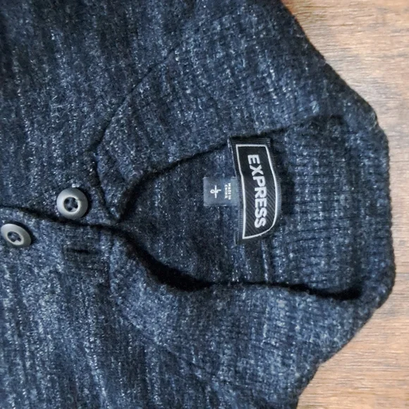 Express Charcoal Button-Up Sweater - Picture 2 of 3
